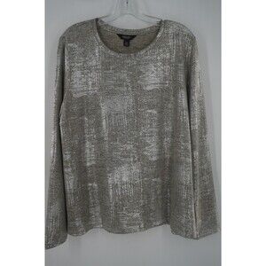 Simply Vera Vera Wang Women's Sz XXL Silver Metallic Shimmer Disco Top Crewneck